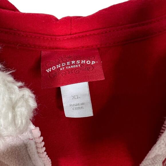 Wondershop Christmas Fleece Hooded 1 Piece Pajama Union Suit Red FLAW Adult XL - Picture 7 of 7
